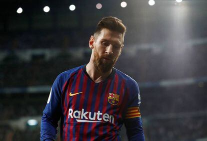 Leo Messi, en el clásico de Copa en el Bernabéu.