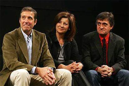 De izquierda a derecha, Emilio Aragón, Olga Viza y El Gran Wyoming, en la presentación de la cadena.
