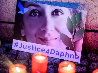 Un cartel pidiendo "Justicia para Daphne" en una foto de archivo, de 2019.