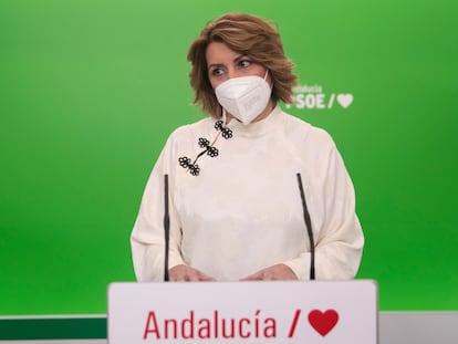 Susana Díaz, en una rueda de prensa a mediados de enero.