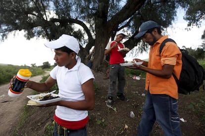 Migrantes ilegales llegados de Honduras, en México.