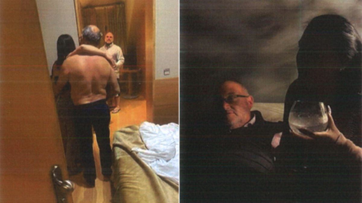 El diputado del PSOE Juan Bernardo Fuentes Curbelo, de espaldas, semidesnudo, con una prostituta, y el confidente.