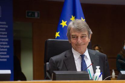 El presidente del Parlamento Europeo, David Sassoli, el 27 de abril de 2021 en Bruselas.