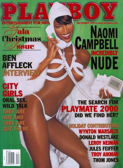 La 'top' británica Naomi Campbell en la portada de la revista con aires navideños publicada en diciembre de 1999.