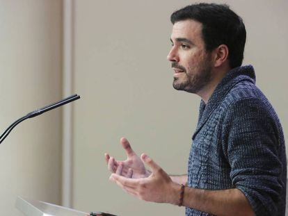 Alberto Garz&oacute;n, l&iacute;der de IU, en el Congreso. 