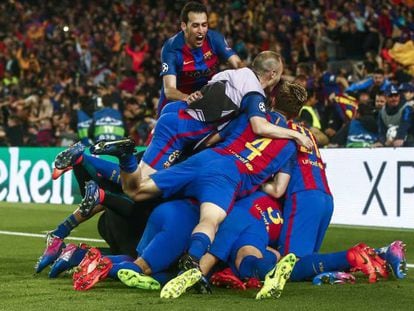 FOTO: Los jugadores del Barça celebran el sexto gol ante el PSG. / VÍDEO: Declaraciones de Luis Enrique y Gerard Piqué sobre el partido contra el PSG.
