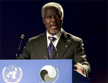 Kofi Annan, durante su discurso de inauguración de la conferencia de la ONU.