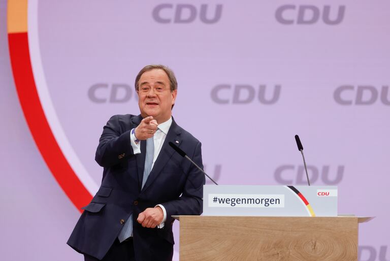 Armin Laschet, durante su discurso antes de la votación de los delegados de la CDU.