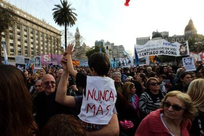 Movilización para exigir la aparición de Santiago Maldonado, el 1 de septiembre.