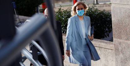 Cristina Cifuentes a su llegada a la Audiencia Provincial de Madrid para asistir a la última sesión del juicio por el 'caso máster'