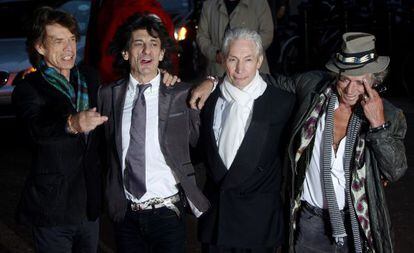 2008: Jagger, Ron Wood, Watts y Richards.