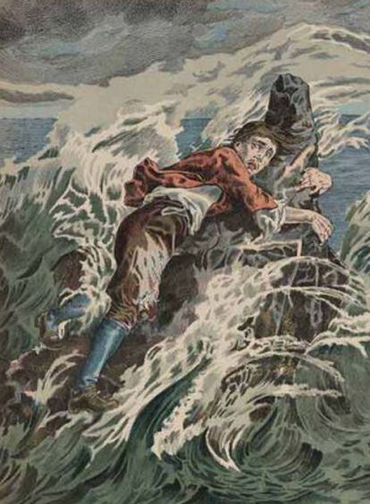 Ilustración de una edición francesa de Robinson Crusoe.