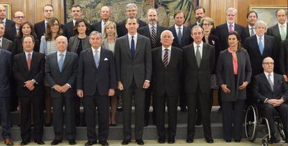 El Rey con la junta directiva del Círculo de Empresarios, este jueves, en La Zarzuela.