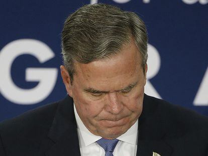 Jeb Bush, este sábado, tras anunciar el fin de su campaña