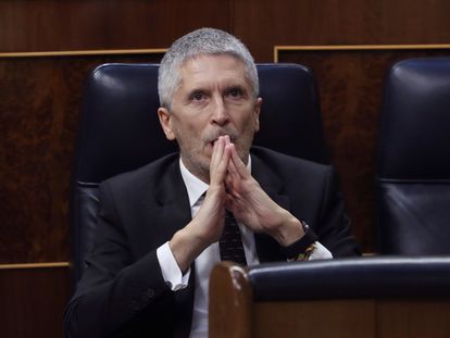 El ministro del Interior, Fernando Grande-Marlaska, durante el pleno del Congreso de este miércoles.