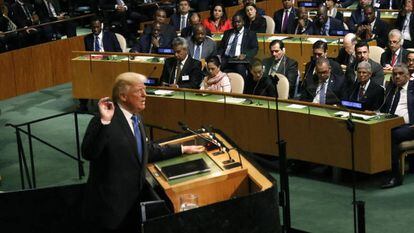 El presidente de EE UU Donald Trump durante su discurso en la asamblea general de Naciones Unidas el pasado 19 de septiembre.