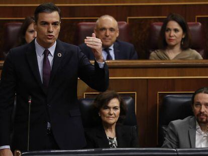 Pedro Sánchez, durante la sesión de control al Gobierno.