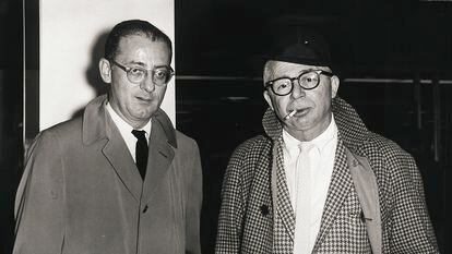 I. A. L. Diamond y Billy Wilder, en Nueva York en 1962, a la vuelta de un viaje a París donde habían buscado localizaciones para 'Irma la dulce'.