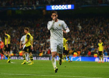 Isco celebra el segundo gol del Madrid.