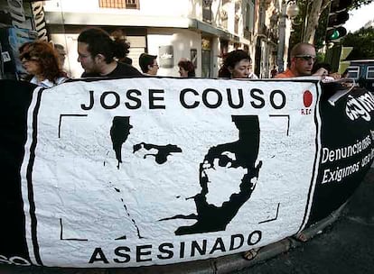 Protesta por el asesinato de José Couso ante la Embajada de EE UU en Madrid en 2019.