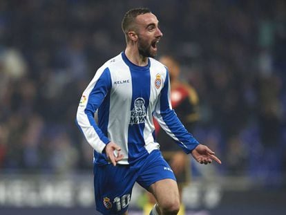 Darder celebra el gol de la victoria del Espanyol ante el Rayo. 