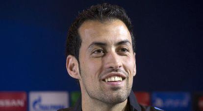 Busquets en una rueda de prensa este lunes.