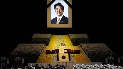 Vista general del funeral de estado de ex primer ministro Shinzo Abe  en Tokio, este martes.