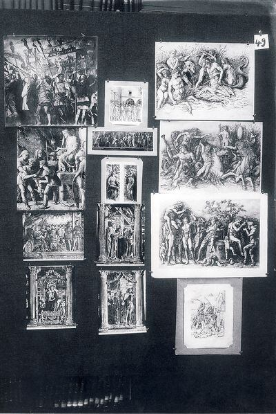 Panel número 49 ('Sentimiento contenido del triunfo. Mantegna') del <i>Atlas Mnemosyne</i> (Akal), de Aby Warburg.