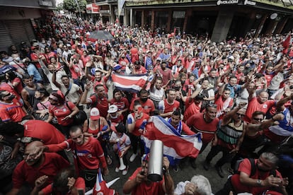 Costa Rica fans celebrate their World Cup qualification in San Jose.