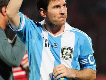 Messi celebra el triunfo ante Chile.