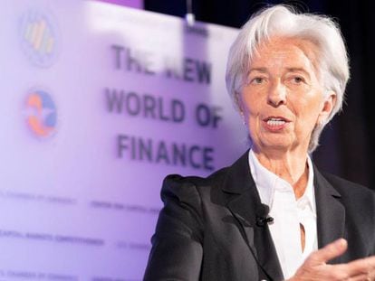 La directora gerente del Fondo Monetario Internacional (FMI), Christine Lagarde, este martes.