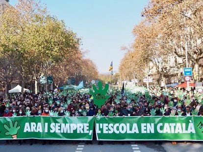 Barcelona. 18/12/21 Manifestación a favor de la escuela en catalán.