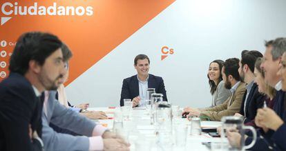 El líder de Ciudadanos, Albert Rivera, preside la ejecutiva del partido, el pasado lunes.