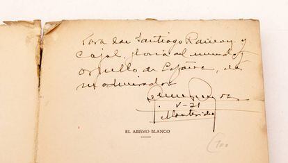 Libro dedicado a Cajal en 1931 por el escritor uruguayo Miguel Becerro de Bengoa.