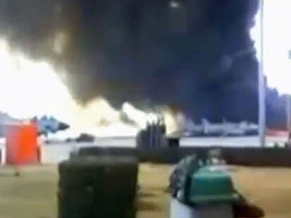 Los primeros momentos tras el accidente del F-16 griego en la base millitar de Albacete