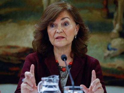 Carmen Calvo, el lunes en Madrid. 