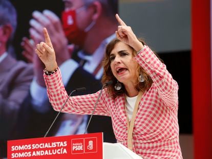 La ministra de Hacienda, María Jesús Montero, en el Congreso del PSOE de Andalucía.