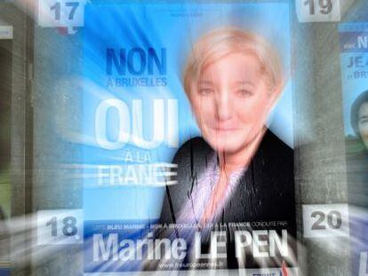 P&oacute;ster electoral del partido de Le Pen, el Frente Nacional, que gan&oacute; las europeas en Francia. 