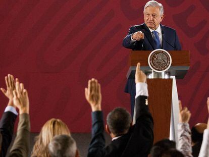 López Obrador en una rueda de prensa, la semana pasada. 