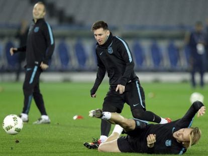 Messi, durante el entrenamiento del martes pasado en Yokohama