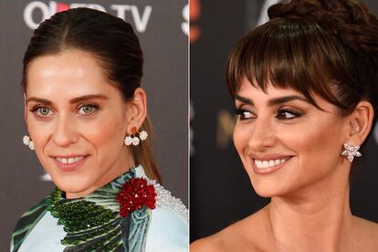 Más flores en las orejas de María León y Penélope Cruz.