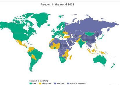 Mapa de libertades en el mundo. 