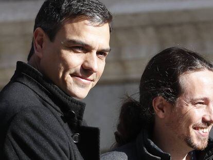 Pedro Sánchez y Pablo Iglesias, en marzo pasado.