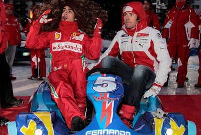 Fernando Alonso, ayer, en una carrera de karts en Madonna di Campiglio