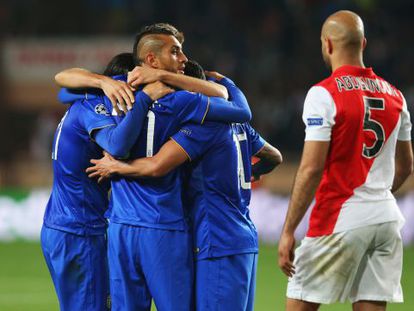 Los jugadores de la Juve celebran el pase a semifinales.