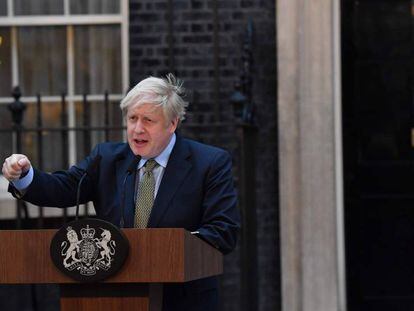 El primer ministro británico, Boris Johnson, este viernes en Downing Street (Londres). 