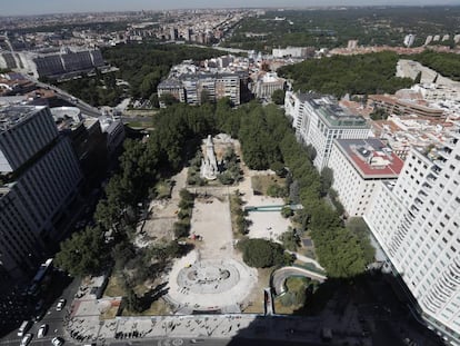 Vistas desde la última planta del hotel Riu Plaza España de Madrid.