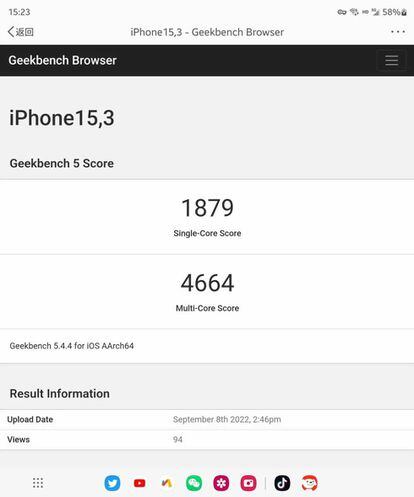 Geekbench en iPhone 14 Pro