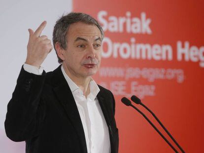 Jos&eacute; Luis Rodr&iacute;guez Zapatero interviene este domingo en San Sebasti&aacute;n en un acto de lo socialistas vascos.