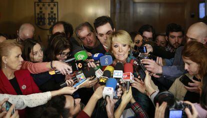 Esperanza Aguirre, antes de su comparecencia en la Asamblea de Madrid.